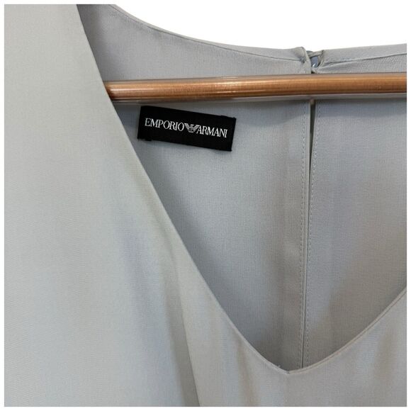Emporio Armani Silk Midi Dress in Light Blue Size 44 - Picture 5 of 10